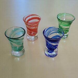 Colorful Swirl Shot Glass Set, 4 Pieces